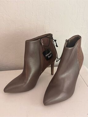Worthington Lorna Pointed-Toe Ankle Boots, Suede Faux Leather Stiletto Heel Sz 7
